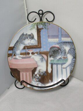 Mischief Makers from Country Kitties Ltd Edition Plate and Metal Wall Hanger CAT